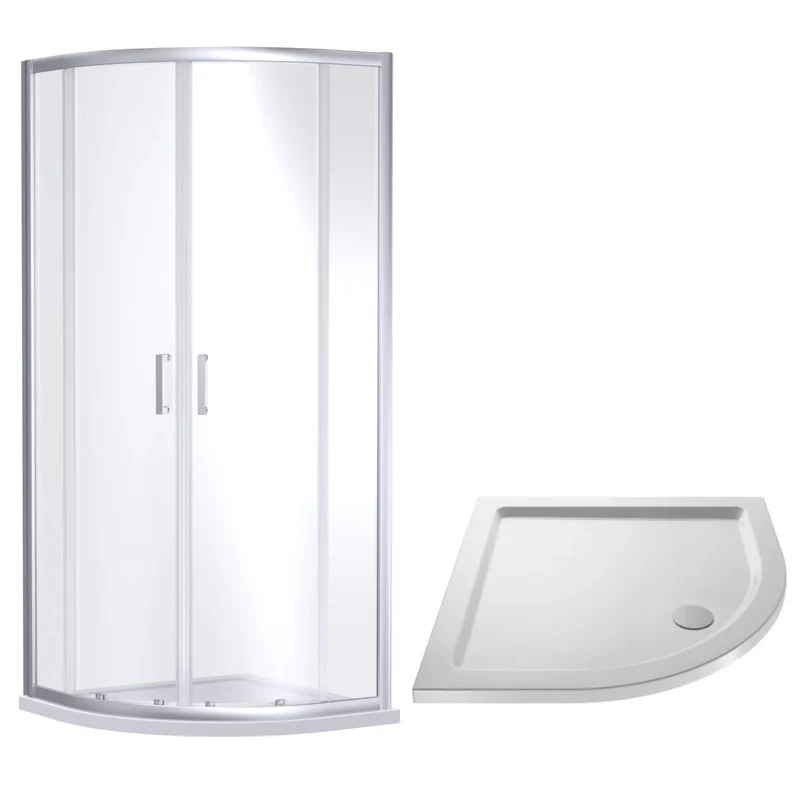 Porto Chrome 6mm Quadrant Shower Enclosure With White Stone Resin Tray & Waste