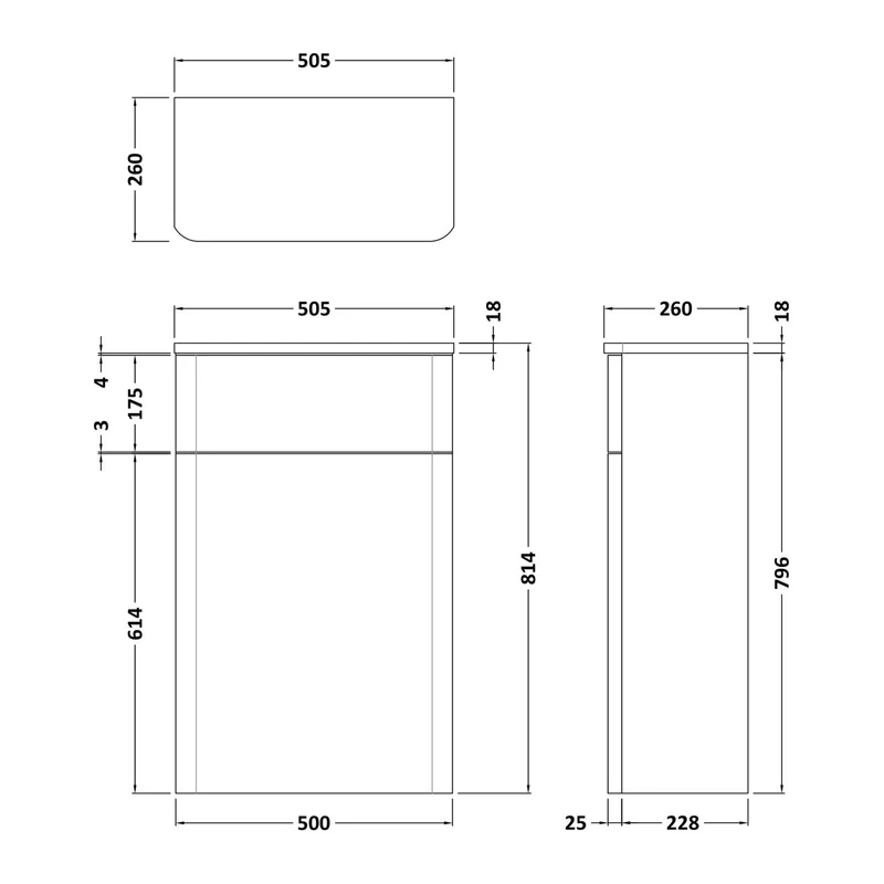 Core 505 x 260mm WC Unit - Soft Satin Black