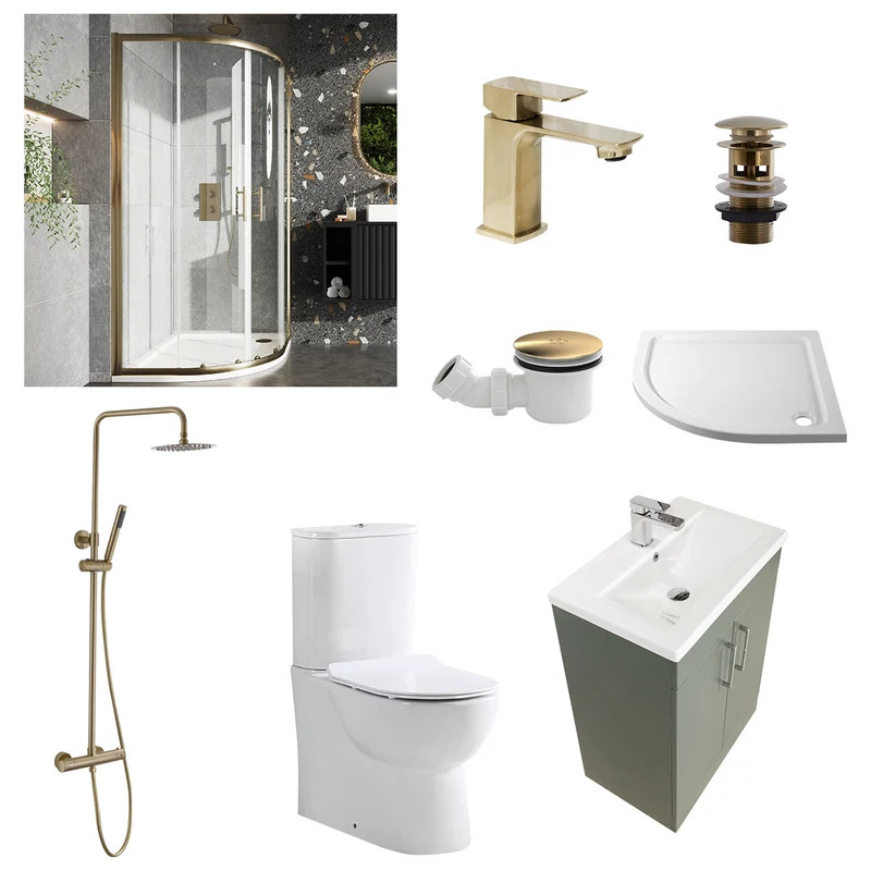 Austin Matt Green Shower Room Deal - Brushed Brass
