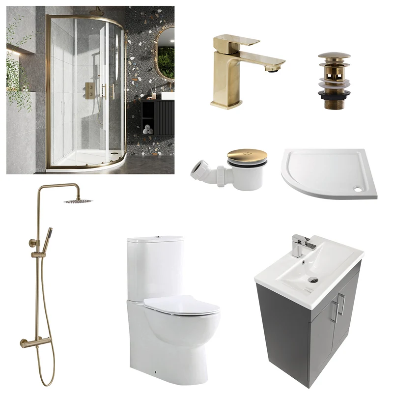 Austin Matt Anthracite Shower Room Deal - Brushed Brass