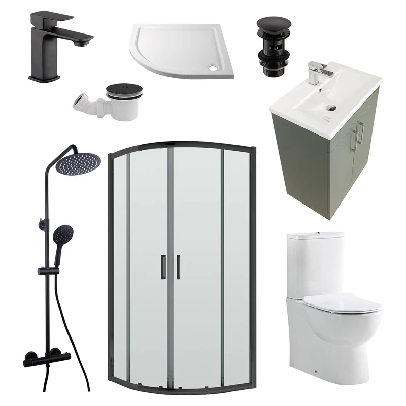 Austin Matt Green Shower Room Deal - Black