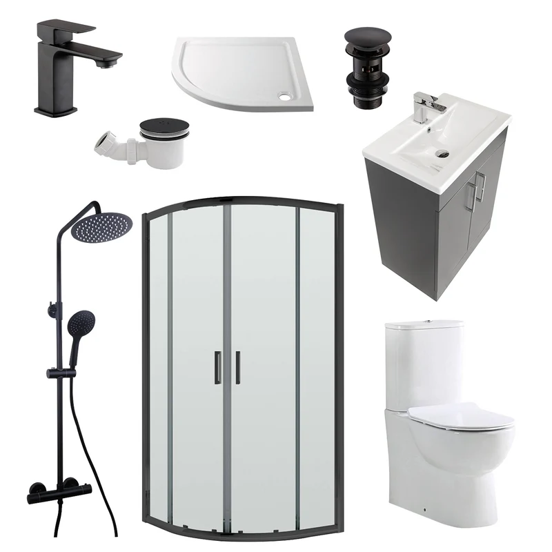 Austin Matt Anthracite Shower Room Deal - Black