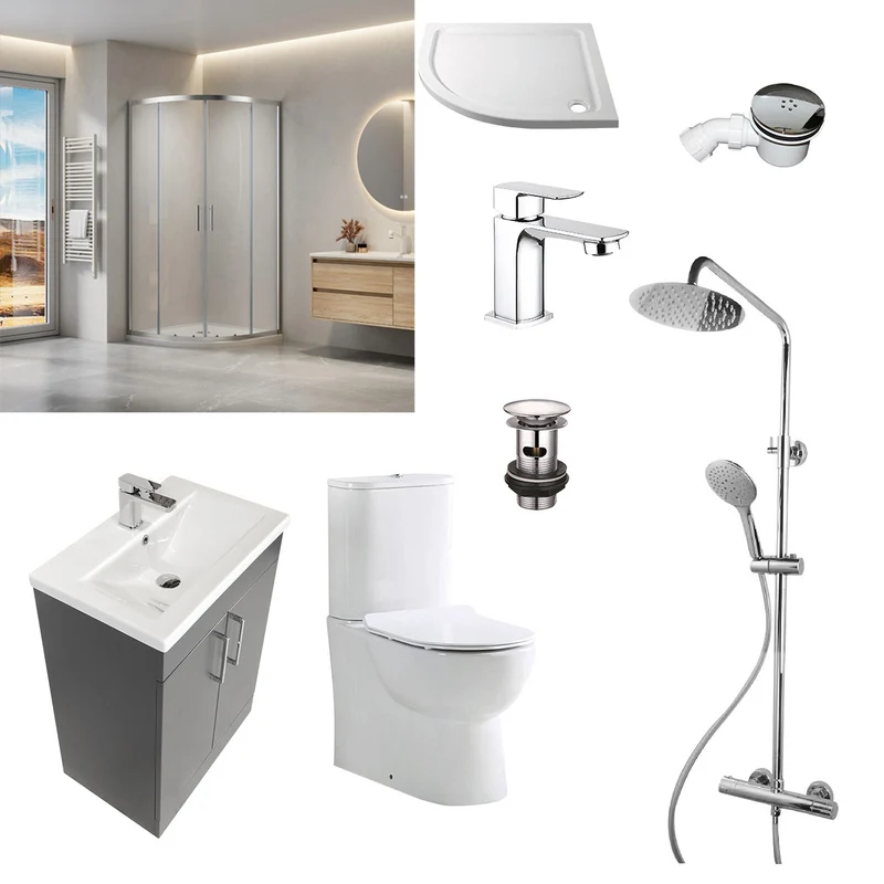 Austin Matt Anthracite Shower Room Deal - Chrome
