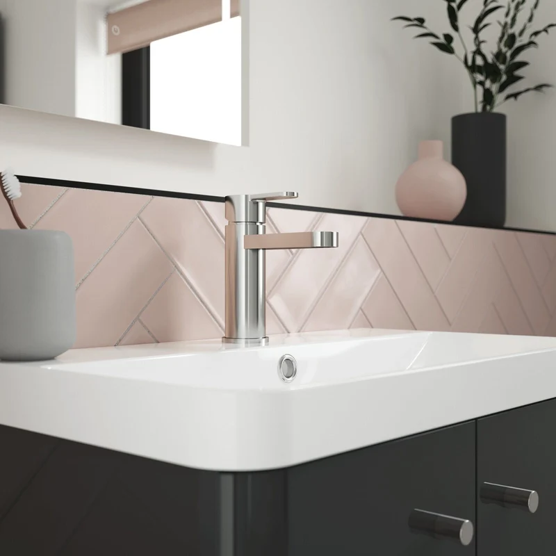 Core 600 x 335mm Wall Hung Cloakroom Vanity Unit With 2 Doors & Ceramic Basin - Satin Soft Black