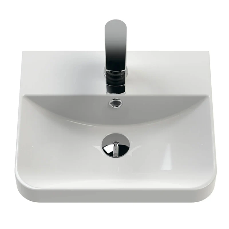 Core 400 x 335mm Wall Hung Cloakroom Vanity Unit With 1 Door & Ceramic Basin - Gloss White