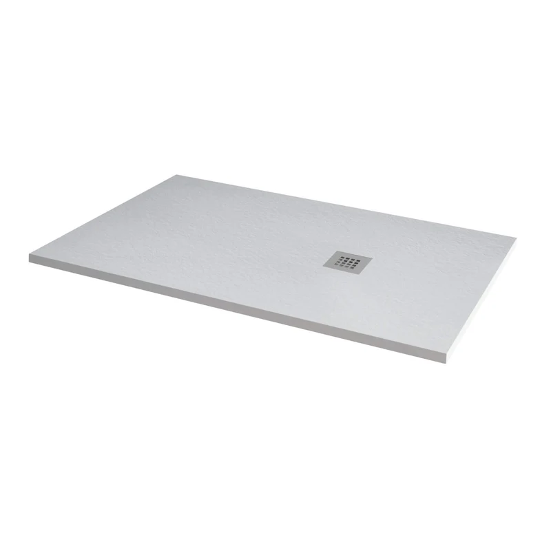 Lustre 8mm Brushed Brass 2000mm Walk-In Shower Screen with White Slate Mineral Stone 25mm Shower Tray