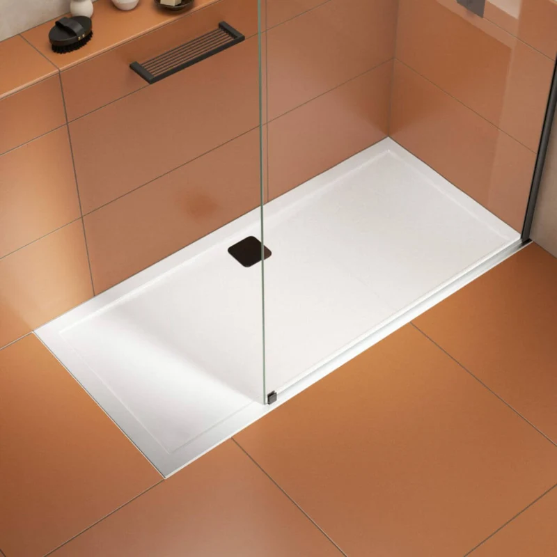 Lustre 8mm Gunmetal Grey 2000mm Walk-In Shower Screen with SlimStone Elements Anti-Slip 25mm Shower Tray