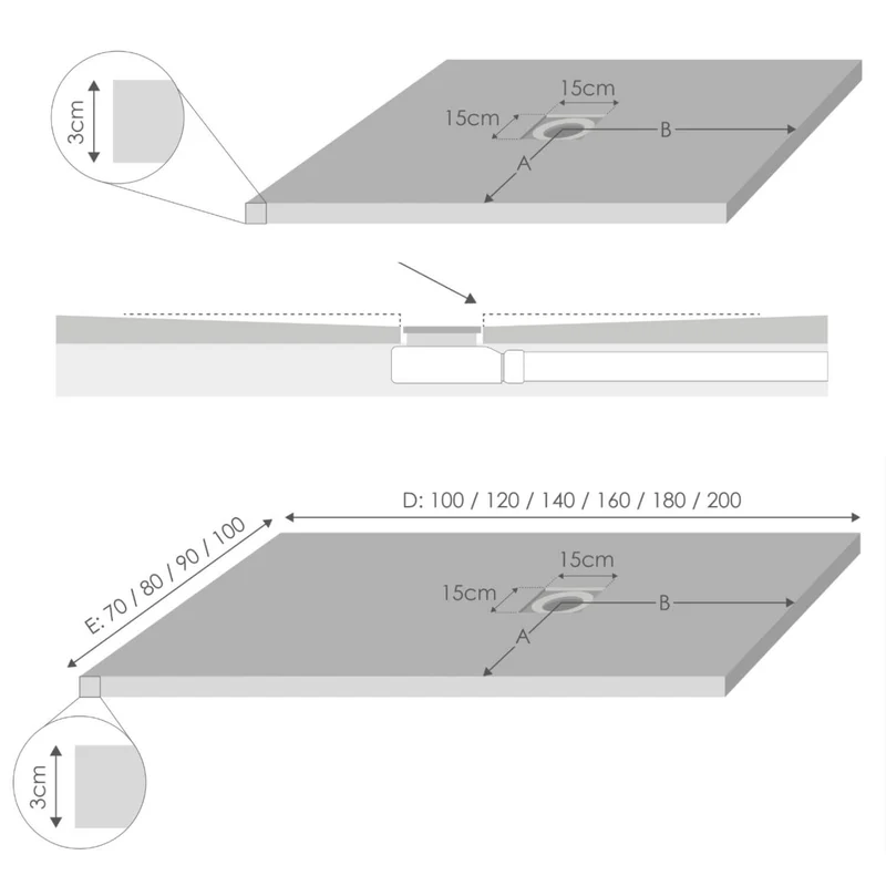 Lustre 8mm Chrome 2000mm Walk-In Shower Screen with Lipari Cemento Grey Volcanic Slate 30mm Shower Tray