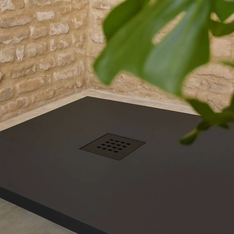 Lustre 8mm Chrome 2000mm Walk-In Shower Screen with Lipari Graphite Volcanic Slate 30mm Shower Tray