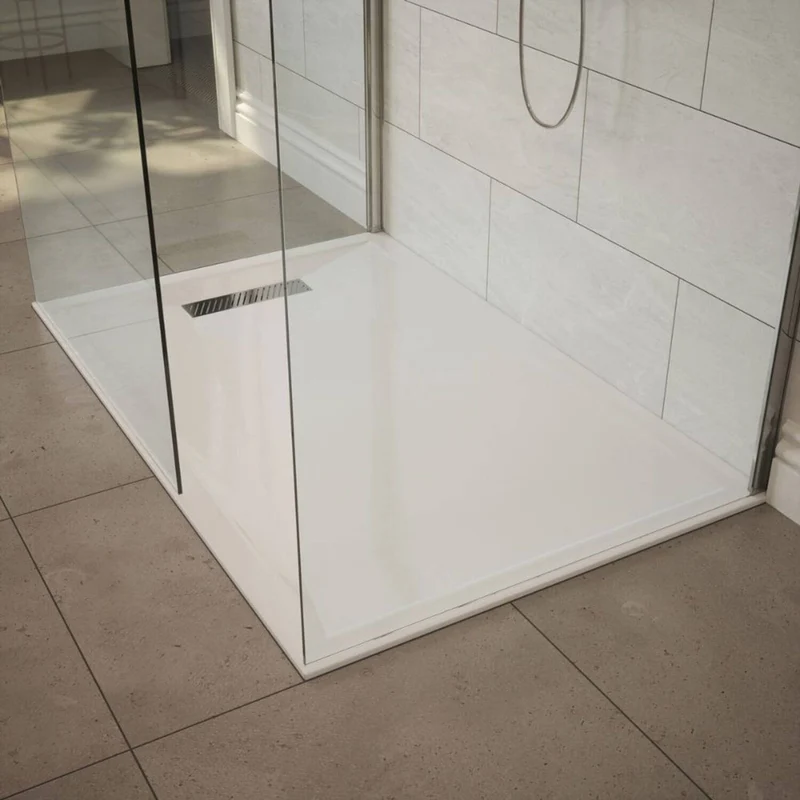 Lustre 8mm Chrome 2000mm Walk-In Shower Screen with SlimStone 25mm Linear Shower Tray