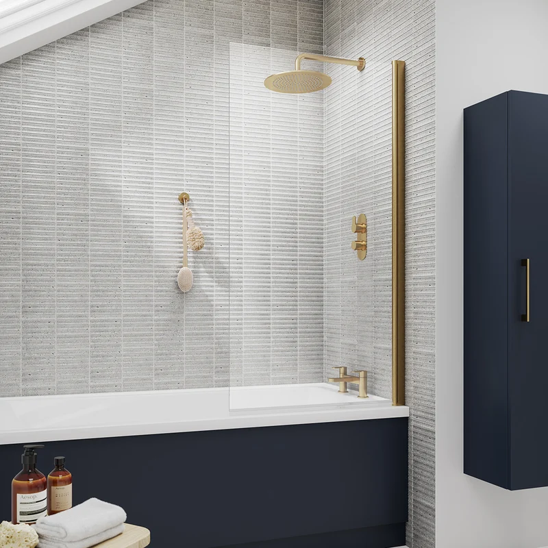 Austin Matt Anthracite Shower Bath Suite - Brushed Brass