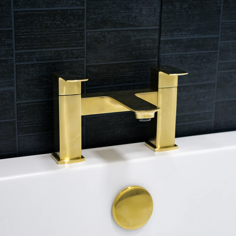 Austin Matt Anthracite Shower Bath Suite - Brushed Brass