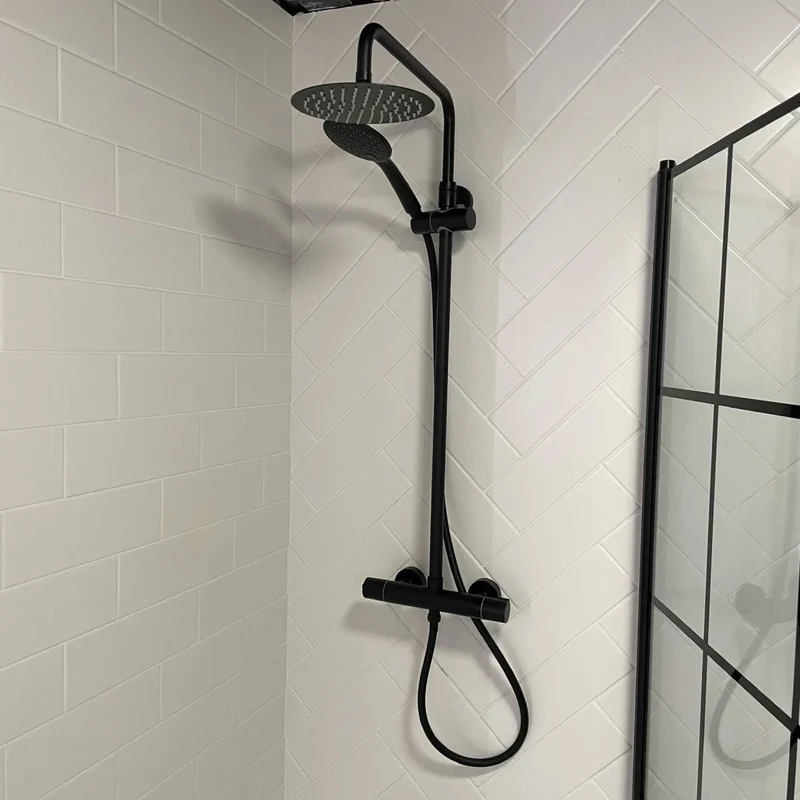 Austin Matt Green Shower Bath Suite - Black