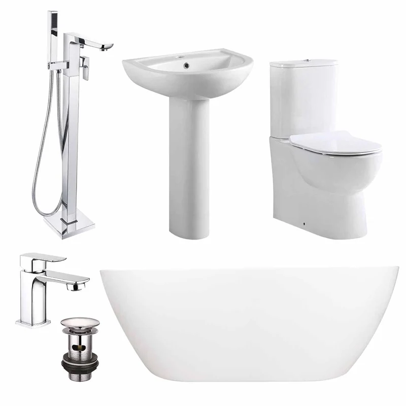 Quito Complete Freestanding Bath Suite - Chrome