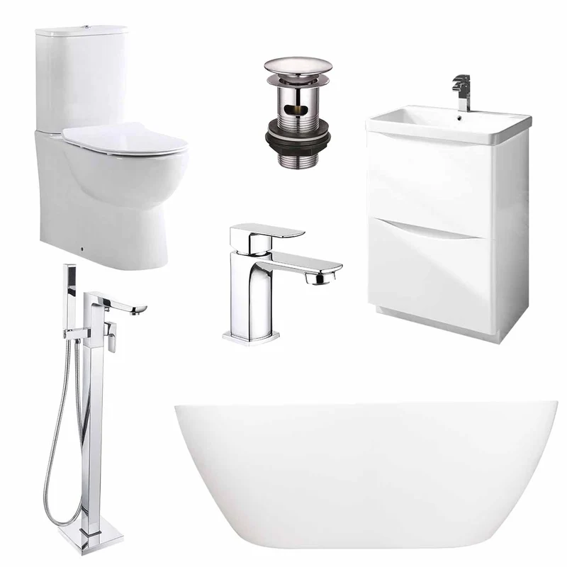 Happi Complete Freestanding Bath Suite - Chrome