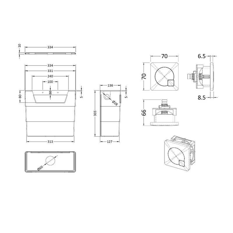 Universal Acess Concealed Cistern with Gun Metal Square Flush Button