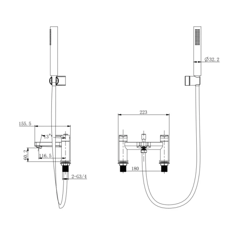 Elara Bath Shower Mixer - Matt Black