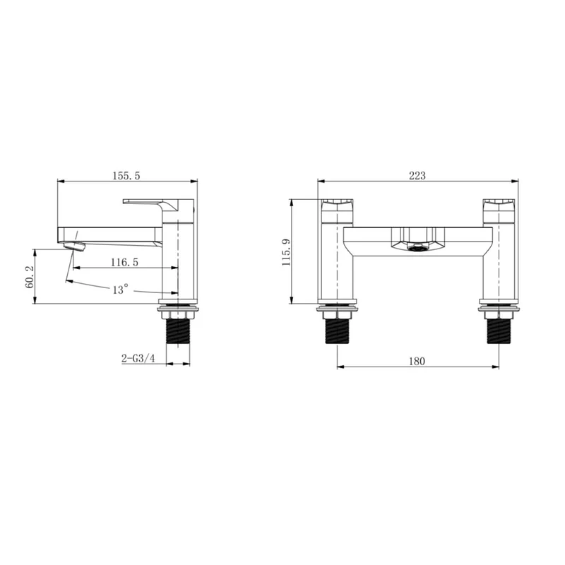 Elara Bath Filler - Chrome