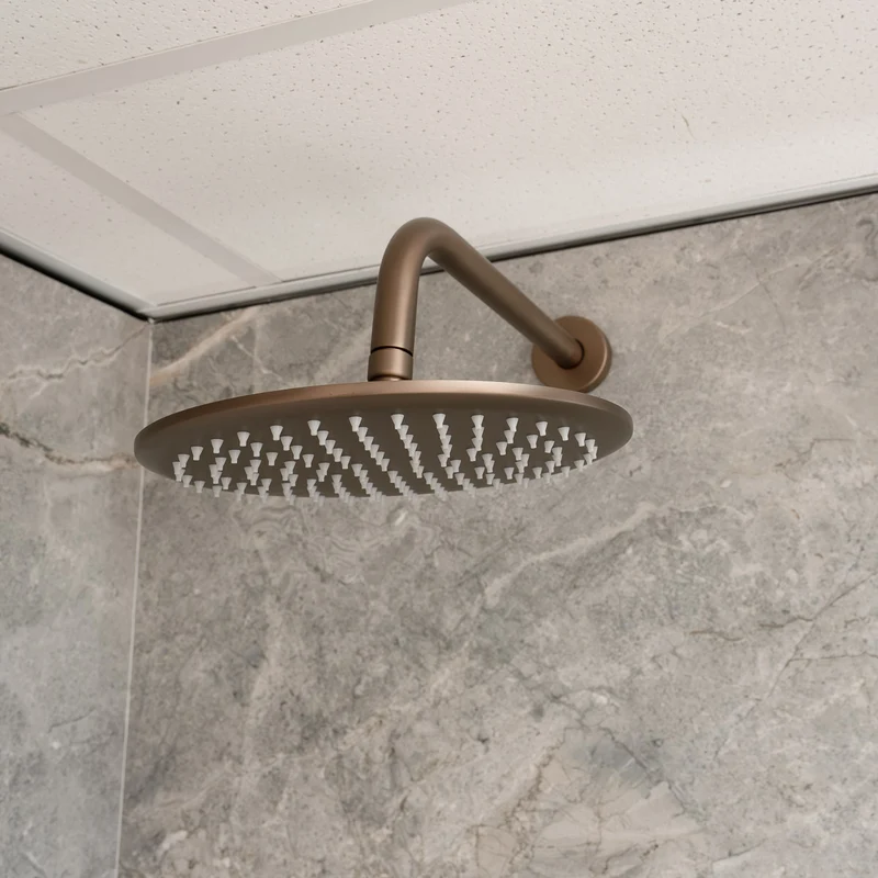 Eliseo Ricci Exclusiv - Brushed Bronze Round Handle Shower arm Drench head Handset & mounting bracket