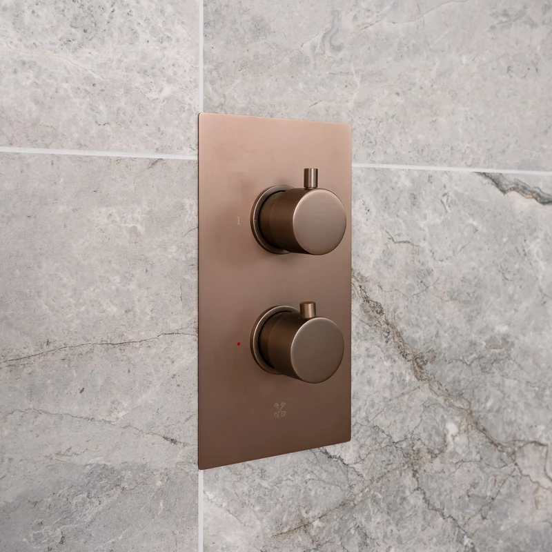 Eliseo Ricci Exclusiv - Brushed Bronze Round Handle Shower arm Drench head Handset & mounting bracket