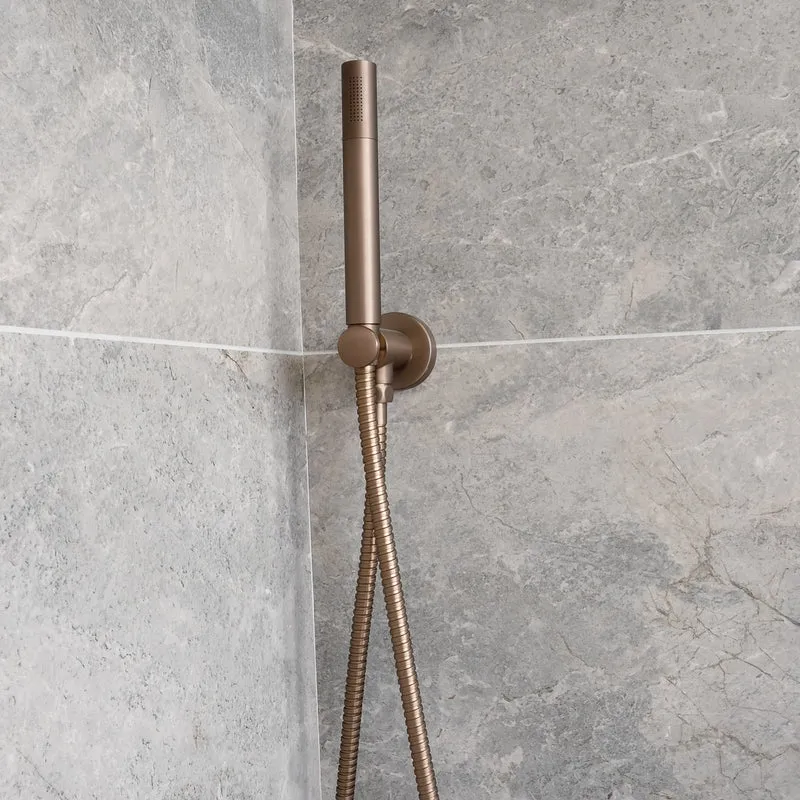 Eliseo Ricci Exclusiv - Brushed Bronze Round Handle Shower arm Drench head Handset & mounting bracket