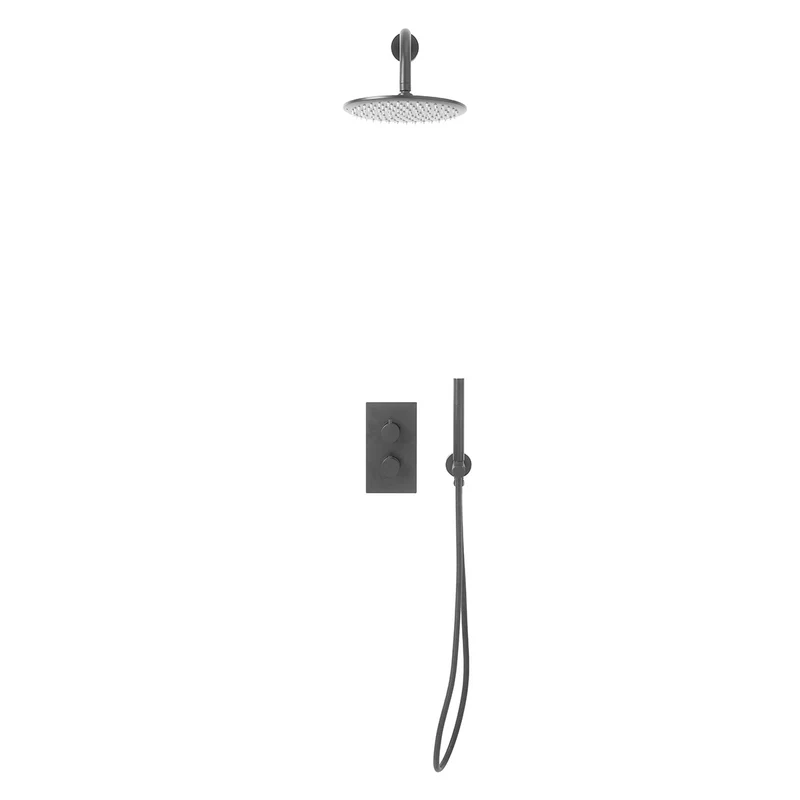 Eliseo Ricci Exclusiv - Gunmetal Round Handle Shower Arm Drench Head Handset & Mounting Bracket