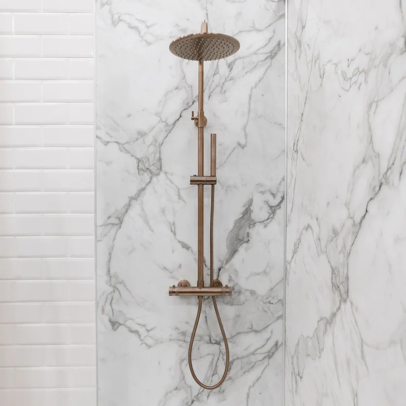 Eliseo Ricci Exclusiv Round Rigid Riser Shower - Brushed Bronze