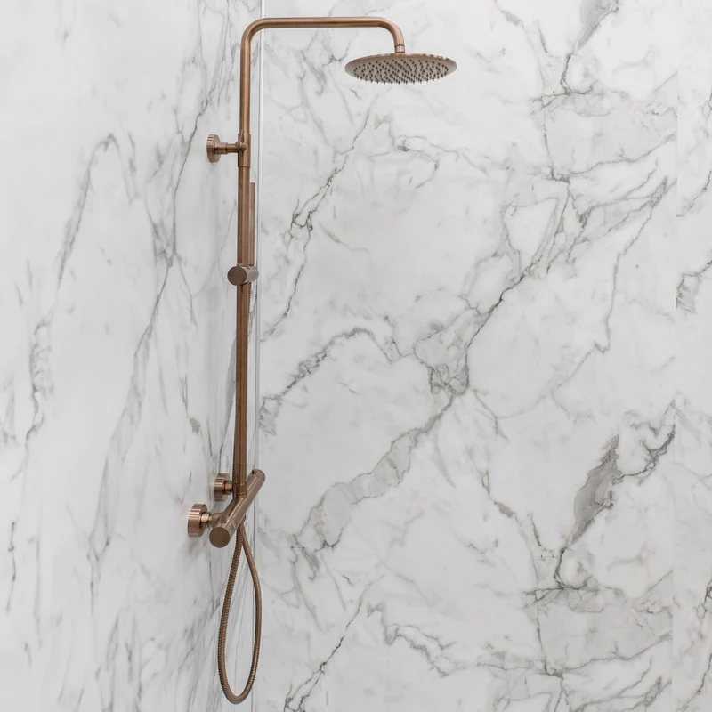 Eliseo Ricci Exclusiv Round Rigid Riser Shower - Brushed Bronze