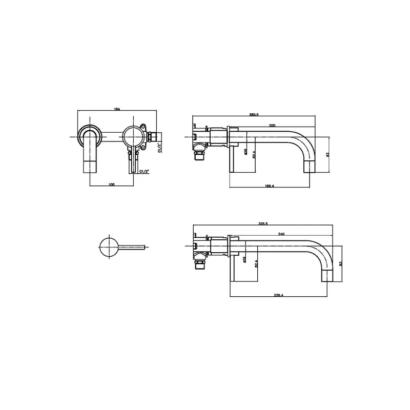 Eliseo Ricci Exclusiv Wall Mounted Basin And filler - Gunmetal