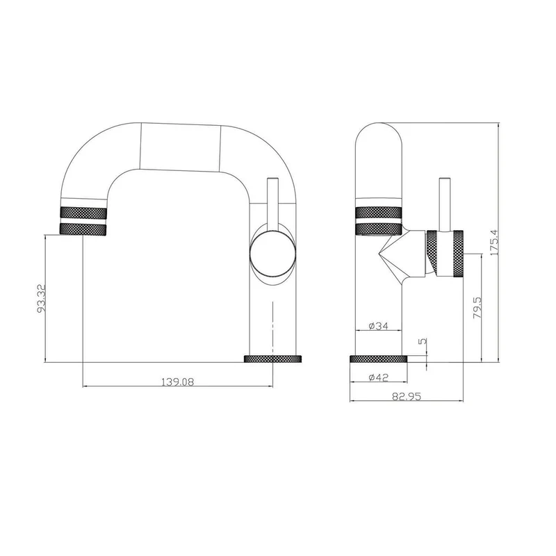Eliseo Ricci Exclusiv Side Lever Basin Mono - Gunmetal