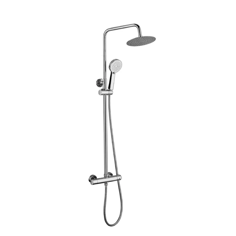 Lux Round Exposed Thermostatic Shower With 200mm Slim Overhead & Slide Rail Kit - Chrome