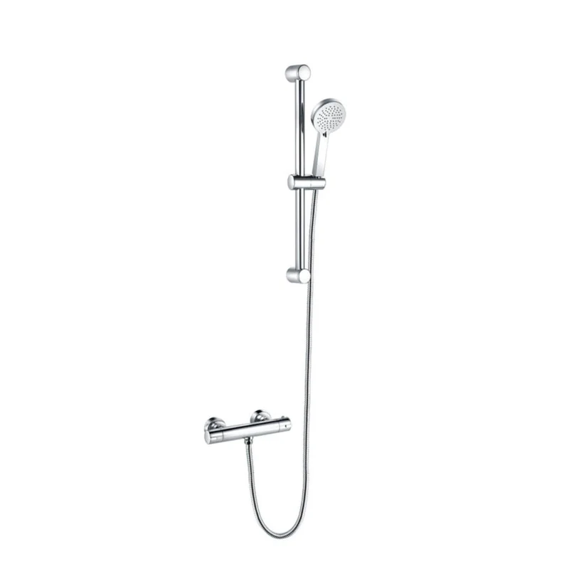 Lux Exposed Thermostatic Shower Valve With Slide Rail Kit & Easy Fit Brackets - Chrome