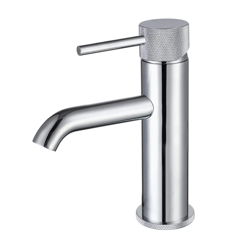 Lux Knurled Monobloc Basin Mixer With Waste - Chrome