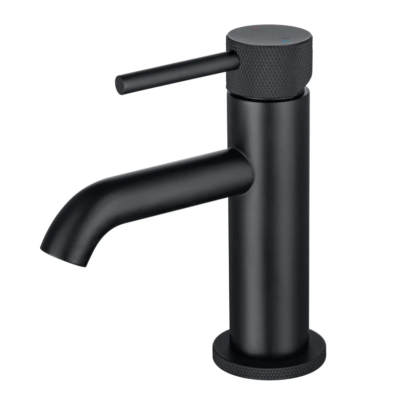 Lux Knurled Monobloc Basin Mixer With Waste - Matt Black
