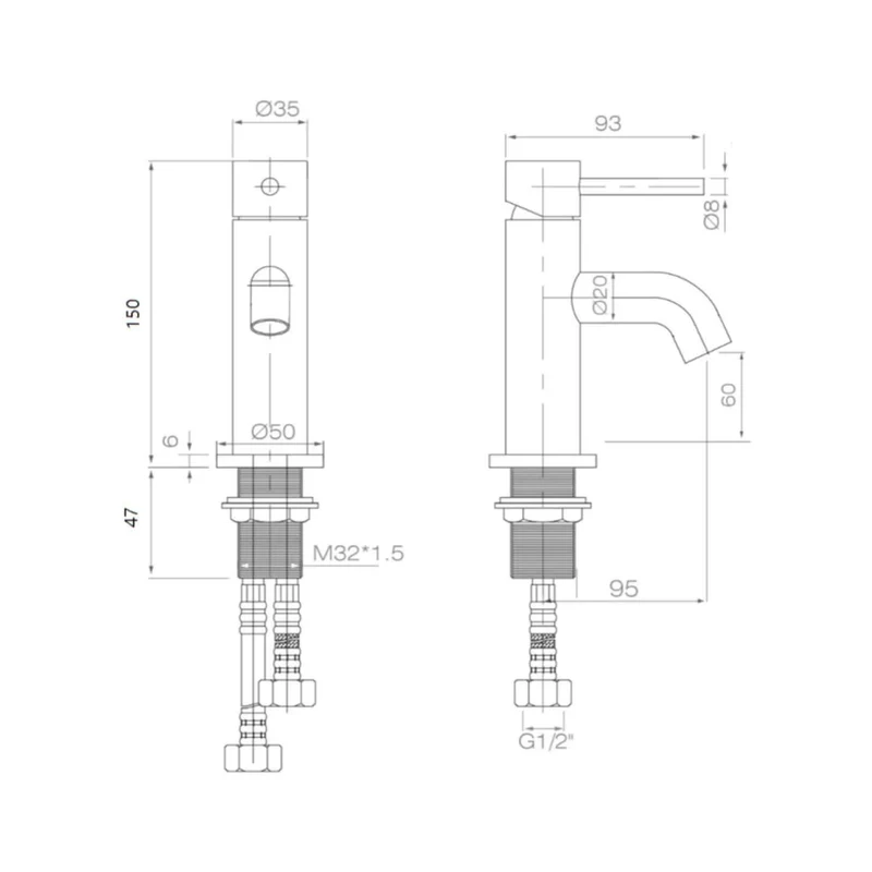 Lux Mini Monobloc Basin Mixer With Waste - Brushed Bronze