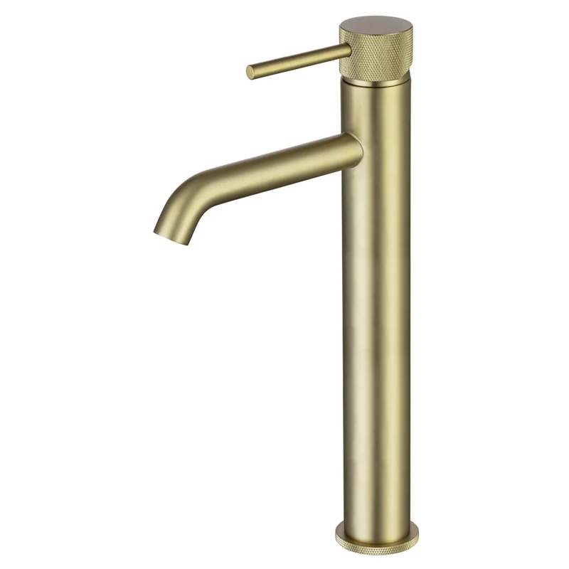 Lux Knurled Tall Basin Mixer - Brushed Brass