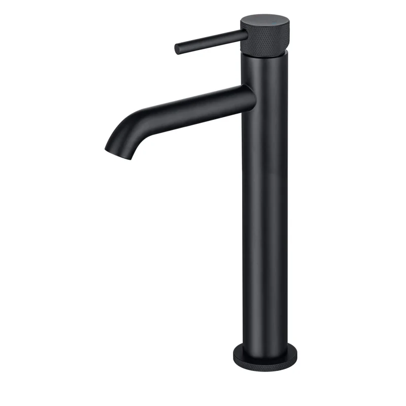 Lux Knurled Tall Basin Mixer - Matt Black