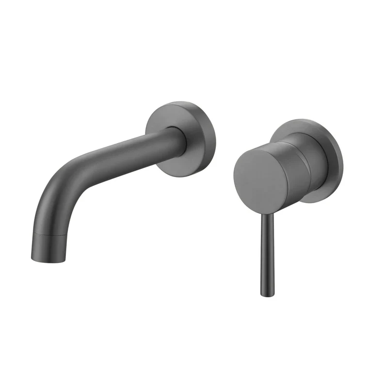 Lux Wall Mounted 2 Hole Basin Mixer - Gunmetal Grey