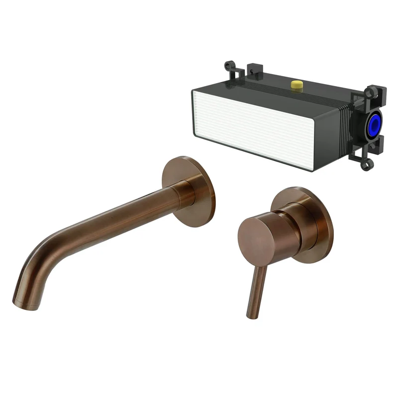 Lux Wall Mounted 2 Hole Basin Mixer - Brushed Bronze