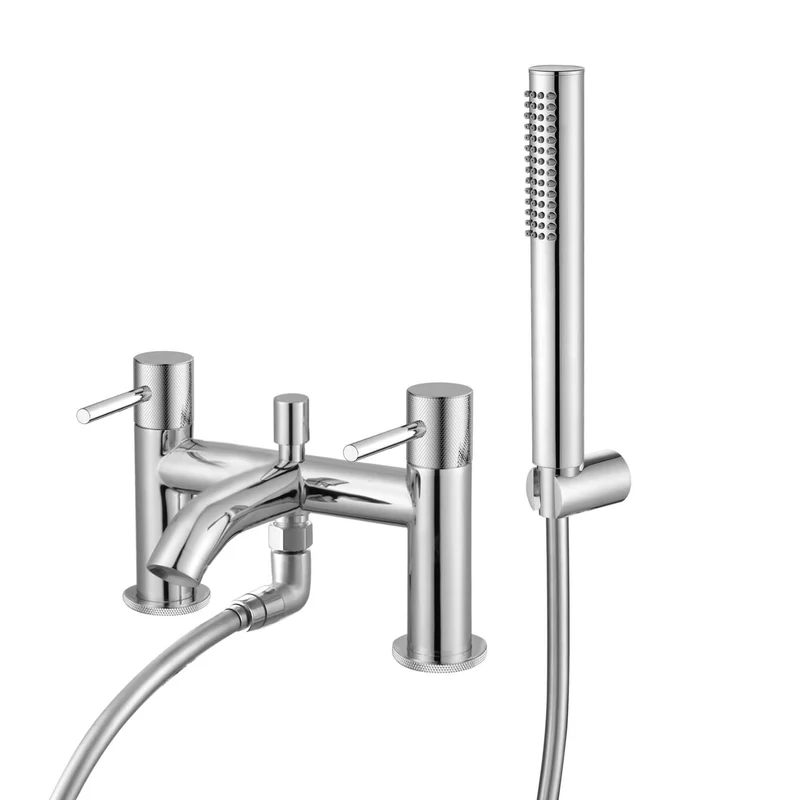 Lux Knurled Bath Shower Mixer - Chrome