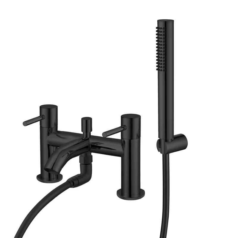 Lux Knurled Bath Shower Mixer - Matt Black