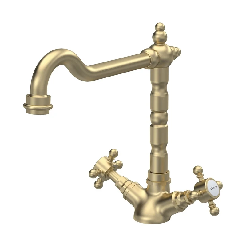 Nuie French Classic Mono Sink Mixer Traditional Brushed Brass Brass 240x190x230mm