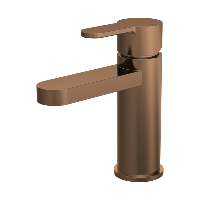 Nuie Arvan Mono Basin Mixer With Push Button Waste Contemporary Brushed Bronze Brass 160x52x147mm