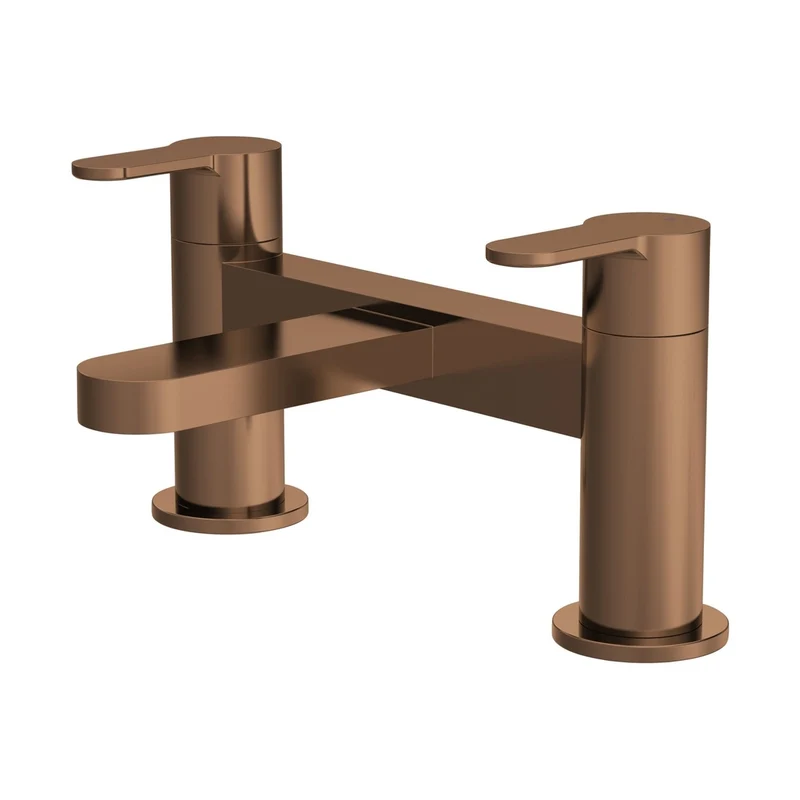 Nuie Arvan Deck Mounted Bath Filler Contemporary Brushed Bronze Brass 120x230x142mm