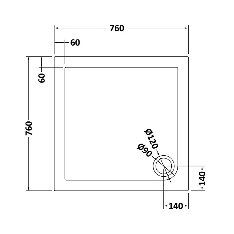 Hudson Reed Square Trays Square Shower Tray 760 X 760mm Contemp Grey Slate Acrylic Capped Abs Caco3 And Pu
