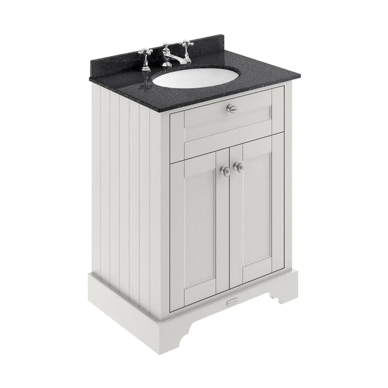 Hudson Reed Old London 600mm Cabinet & Marble Top (3th) Trad Timeless Sand MDF Vinyl Textured Woodgrain 886x620x470mm - LOF424