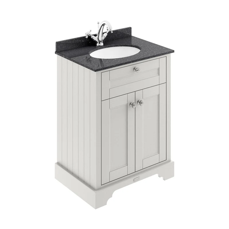 Hudson Reed Old London 600mm Cabinet & Marble Top (1th) Trad Timeless Sand MDF Vinyl Textured Woodgrain 886x620x470mm - LOF421