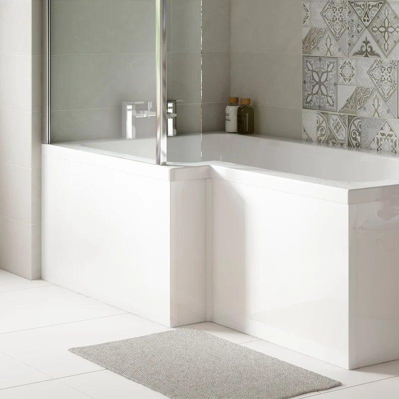Nuie 1700mm L Shape Front Bath Panel - White