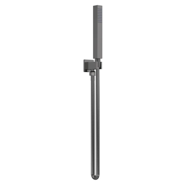 Nuie Square Outlet Elbow C/W Parking Bracket & Kit - Brushed Gun Metal