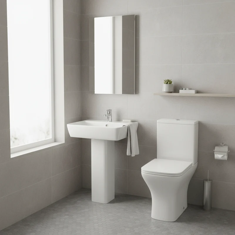Modern Square Basin, Toilet & Tap Pack